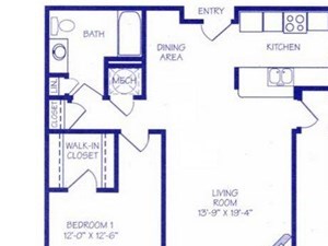 The River III two bedroom two bathroom floorplan at Northbrook Apartments