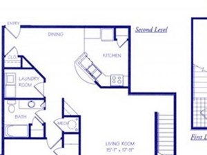The Waterfall III one bedroom one bathroom Floorplan at The Northbrook Apartment Homes