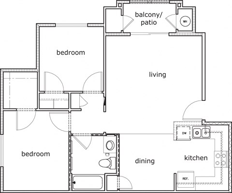 Bidwell Park 2 Bed 1 Bath 814 SF