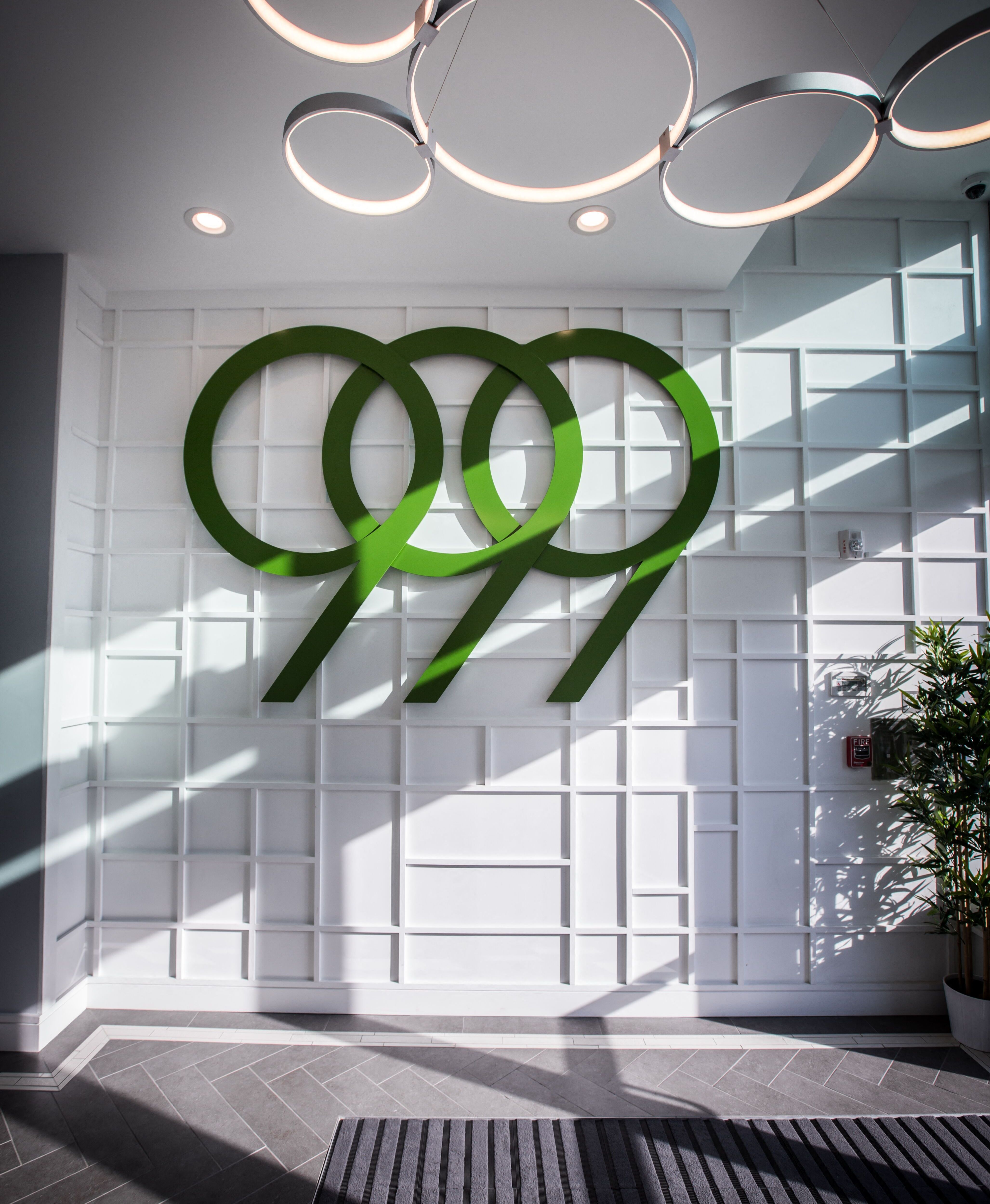 Logo at entrance of building