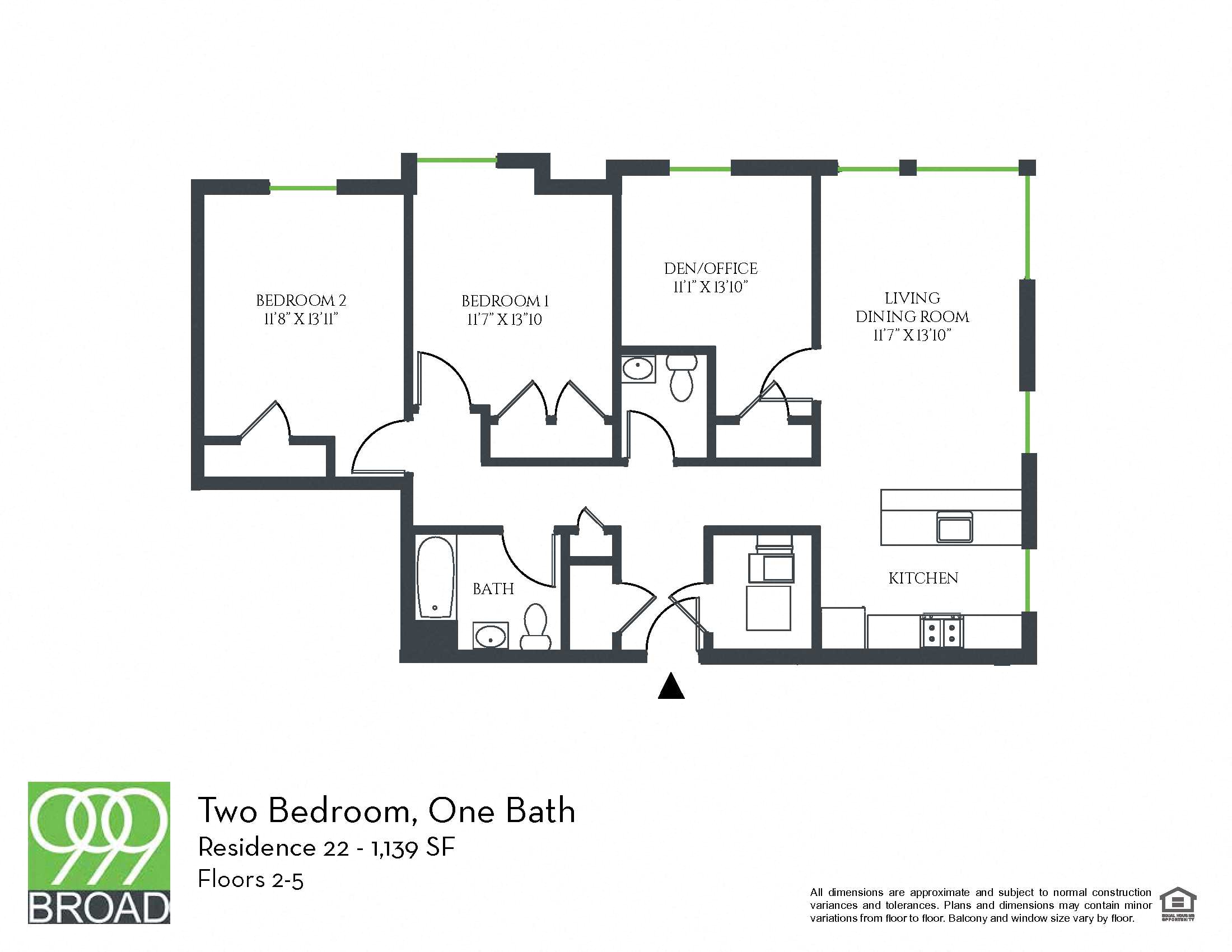 Floor plan 2 bedroom 1.5 bath with