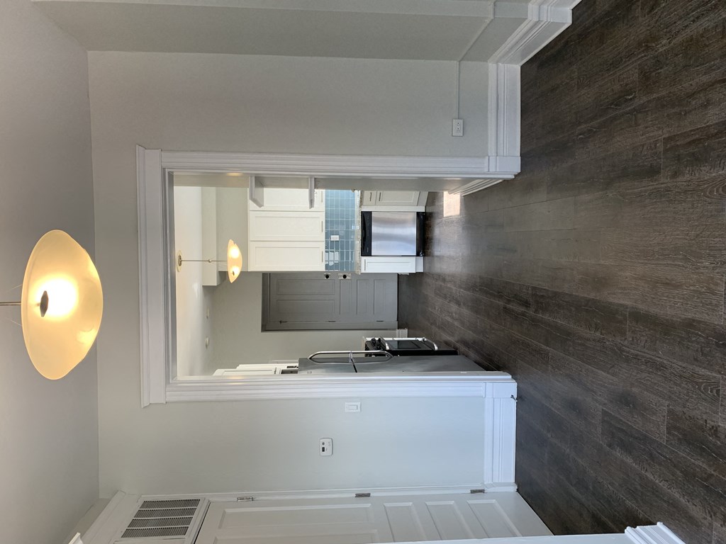a view of the kitchen from the living room