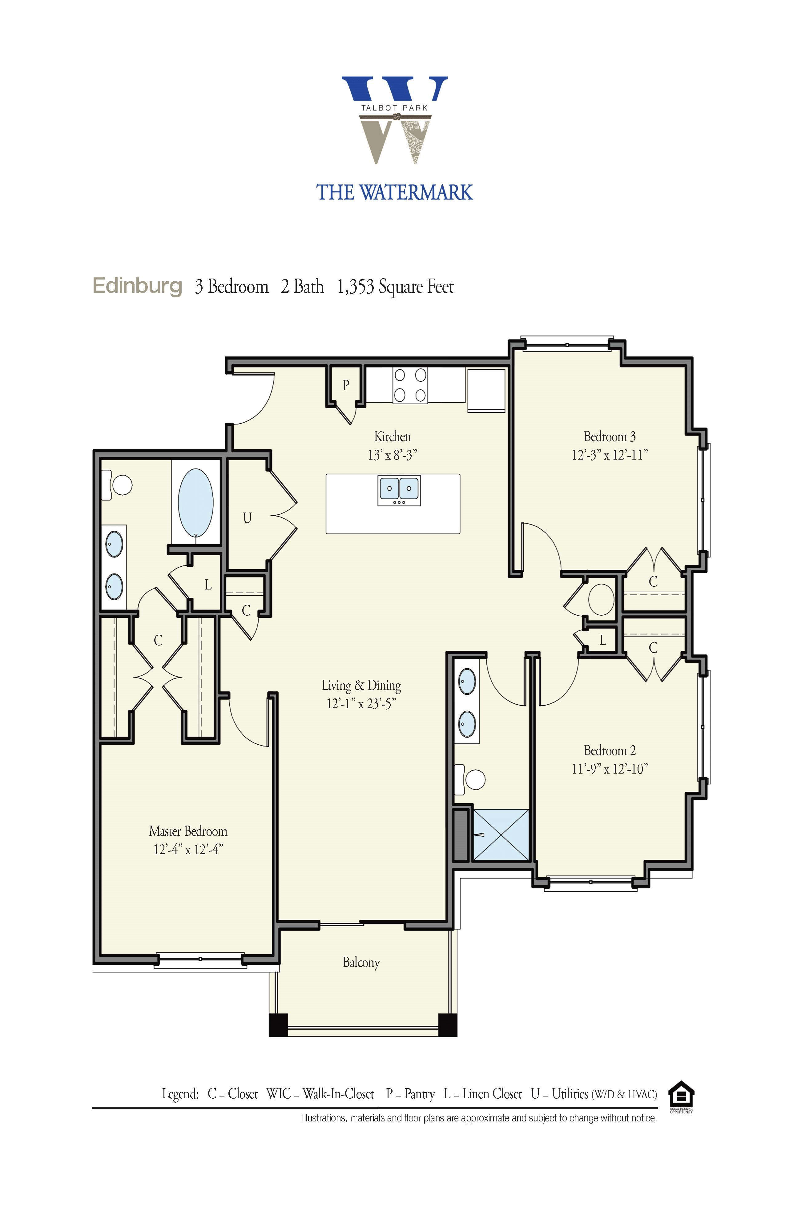 Floor Plan at Watermark Apartments in Norfolk, VA