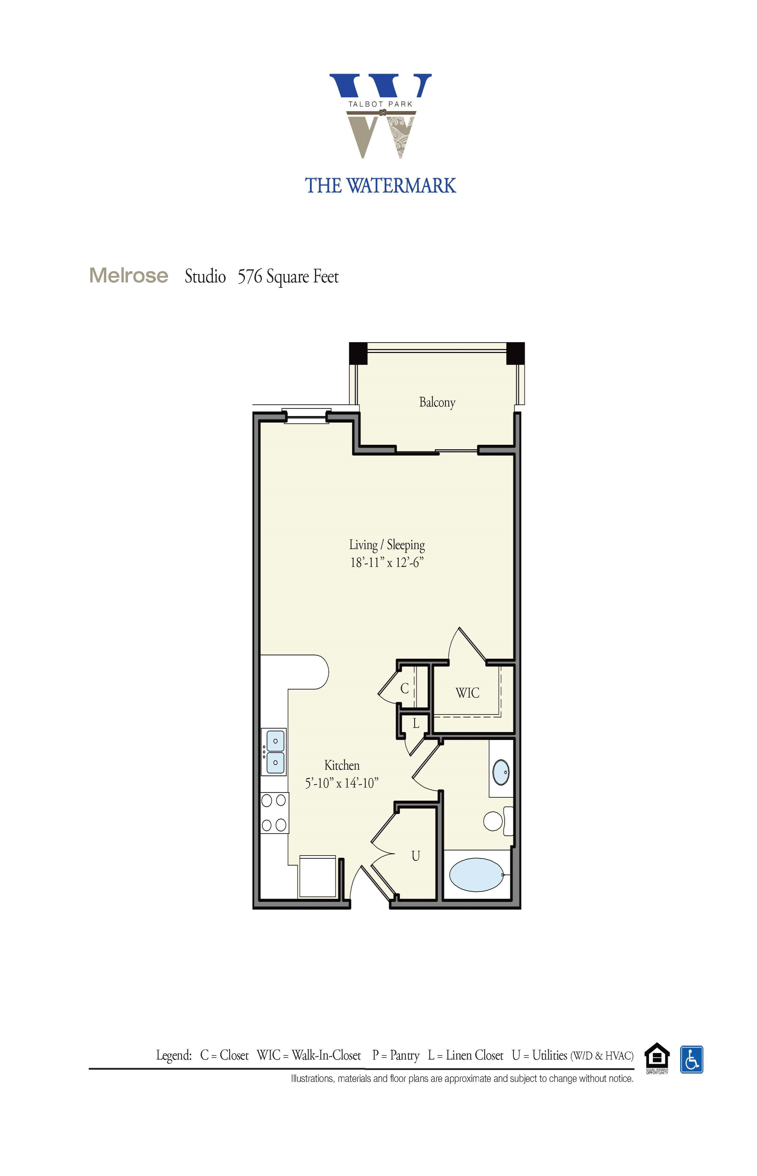 Floor Plan at Watermark Apartments, Norfolk, VA