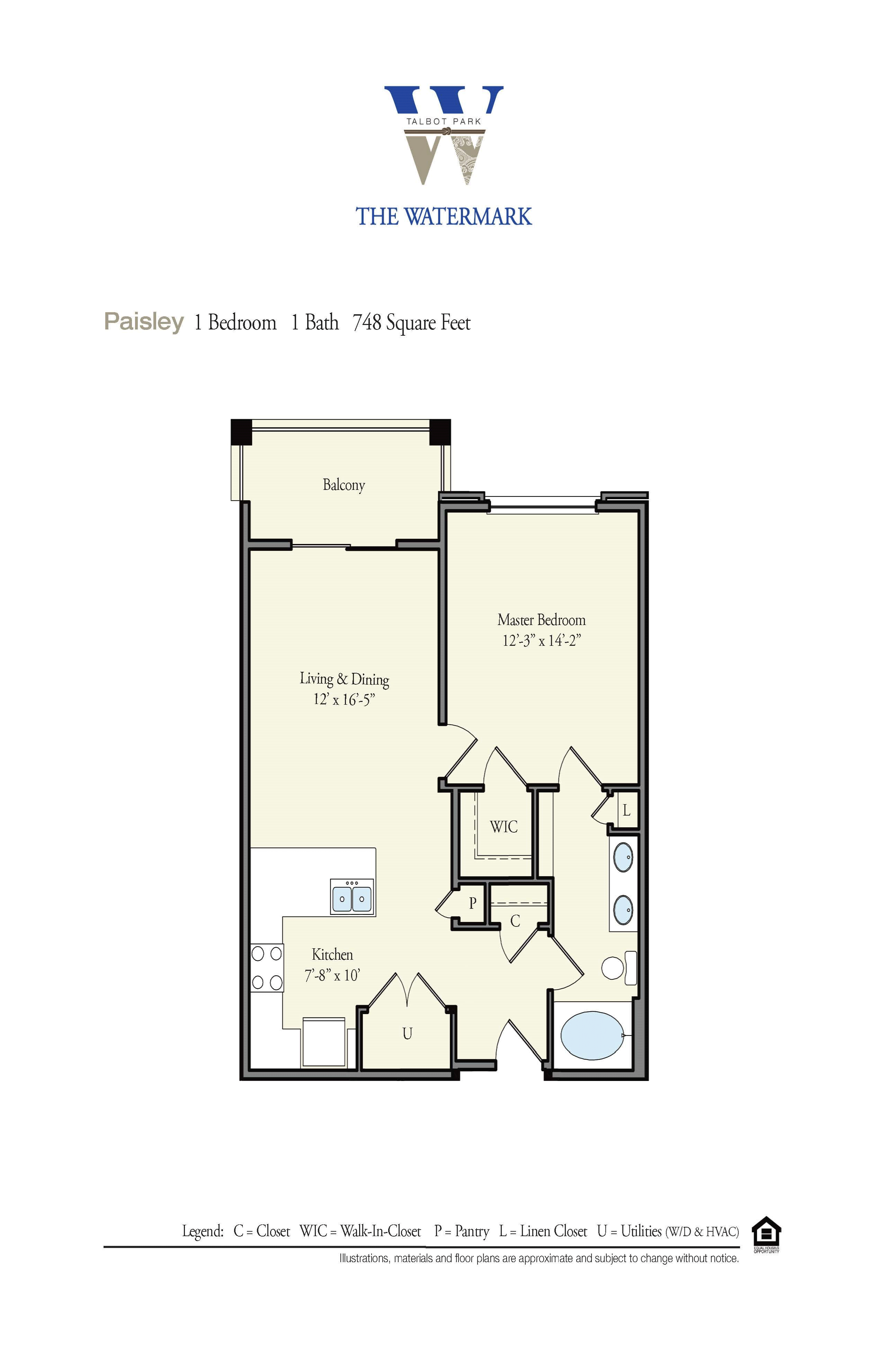 Floor Plan at Watermark Apartments, Norfolk, VA