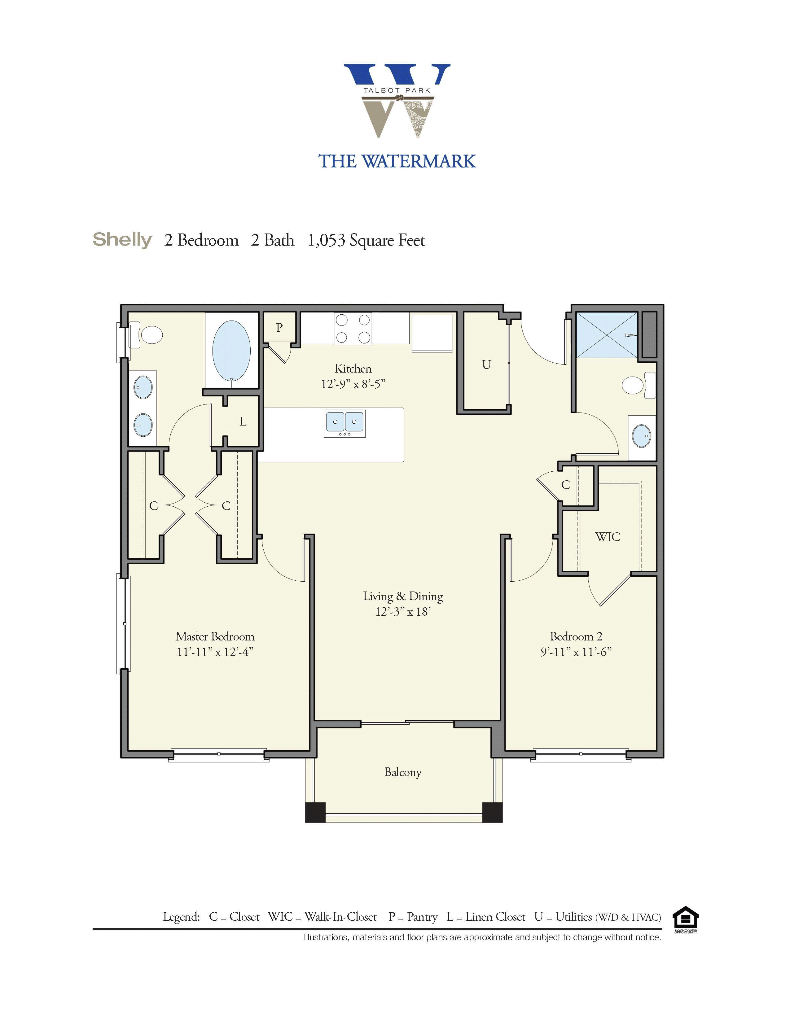 Floor Plan at Watermark Apartments in Norfolk, VA