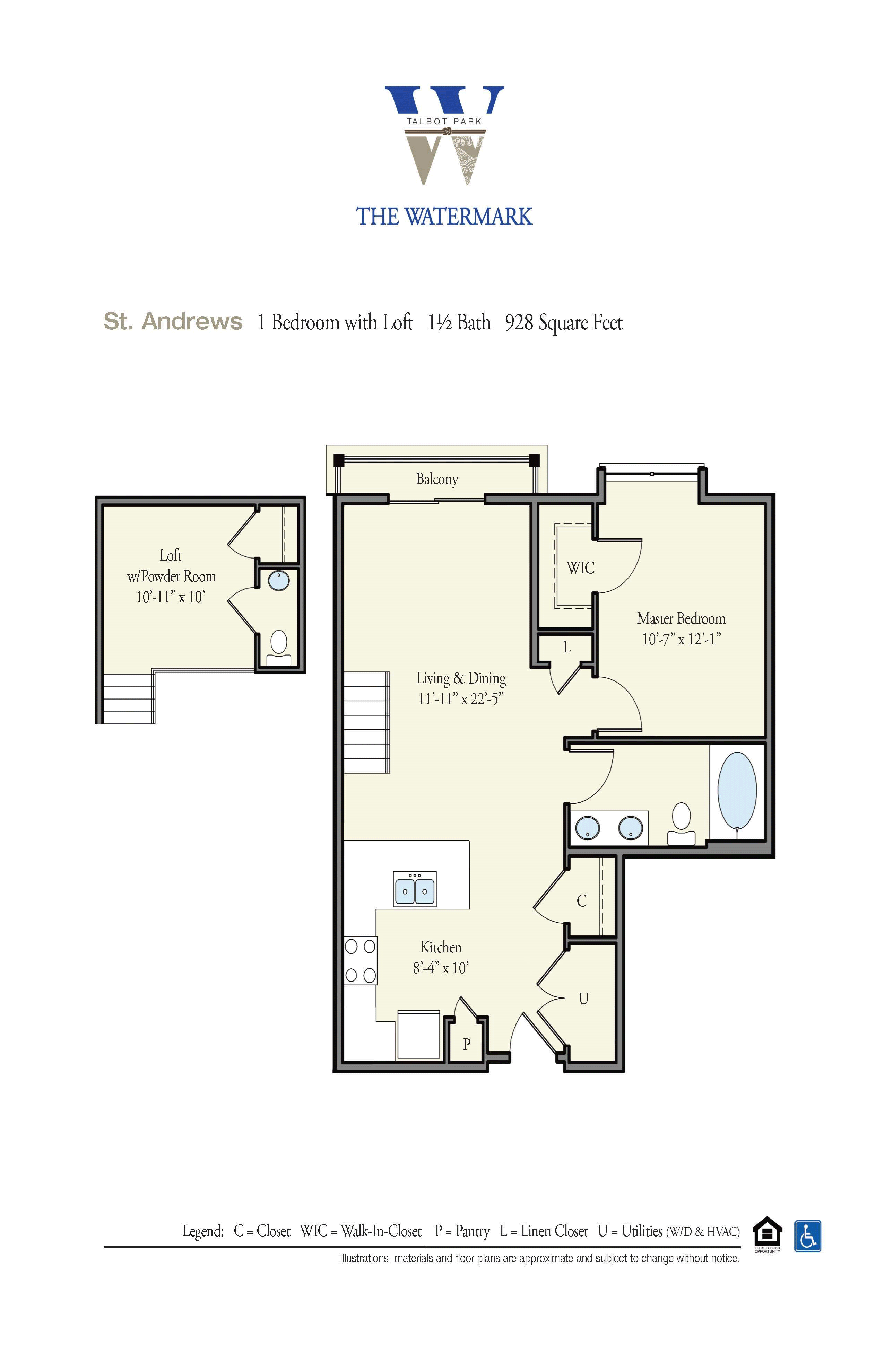 Floor Plan at Watermark Apartments in Norfolk, VA
