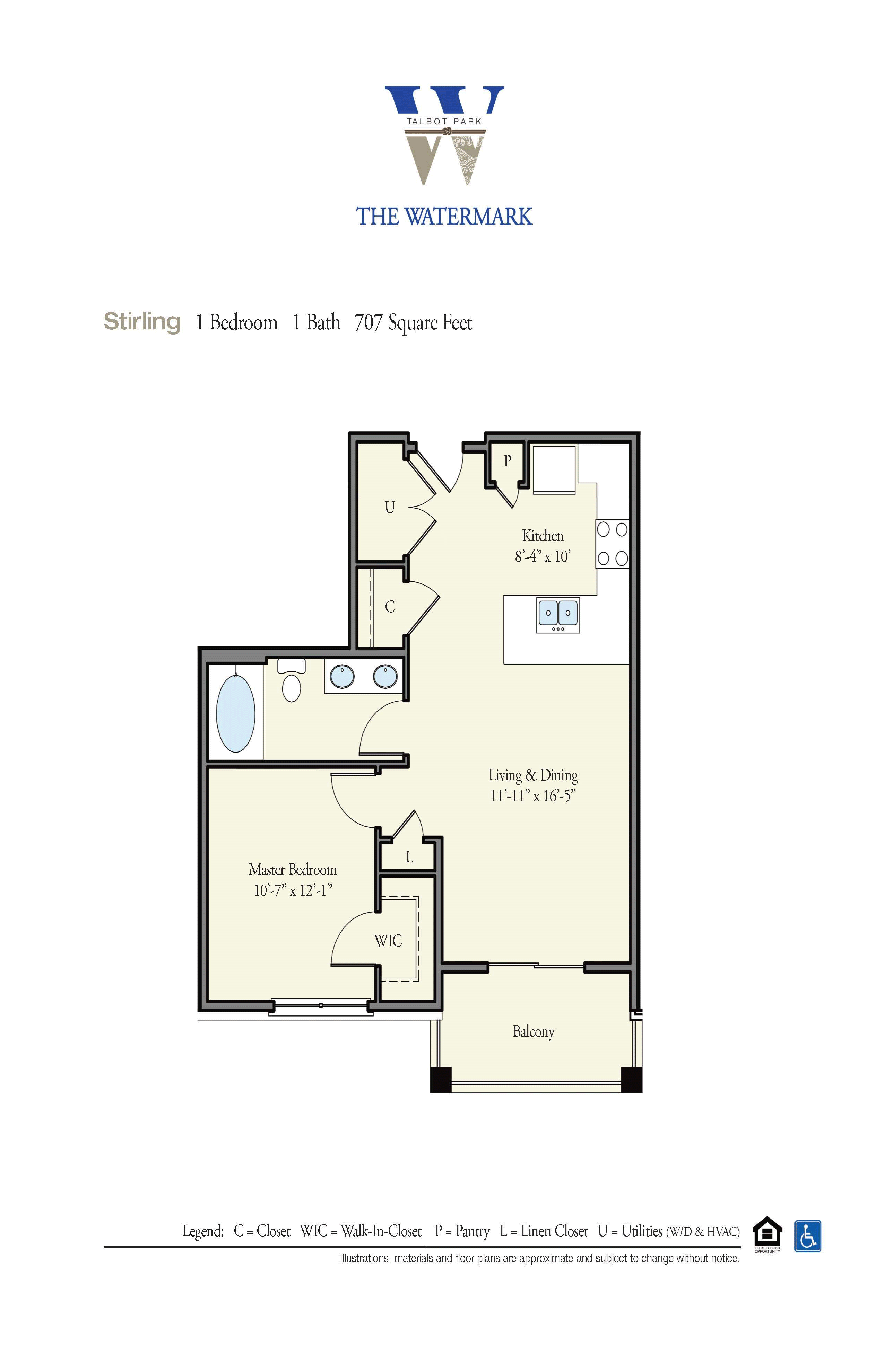 Floor Plan at Watermark Apartments in Norfolk, VA