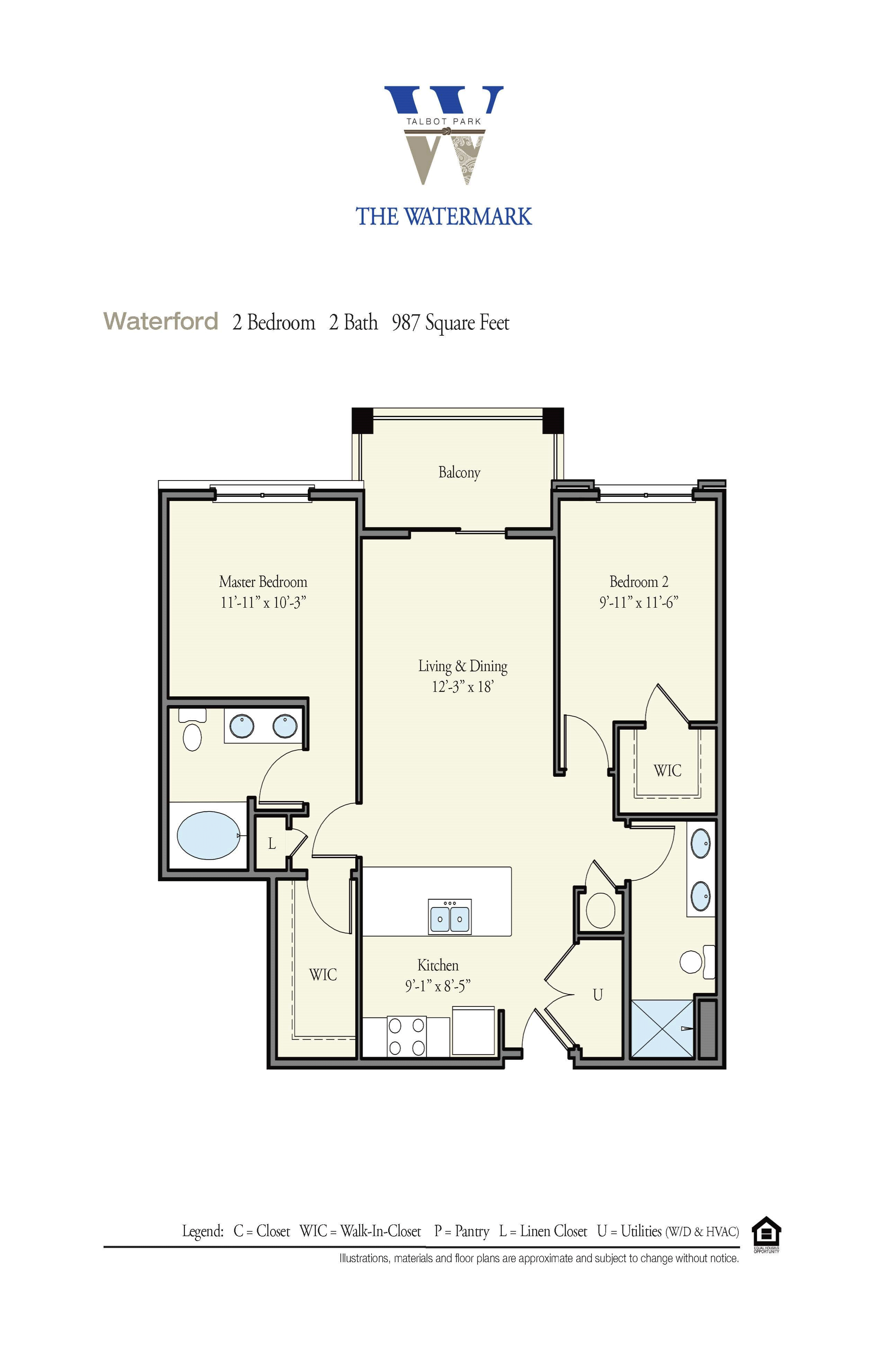 Floor Plan at Watermark Apartments in Norfolk,