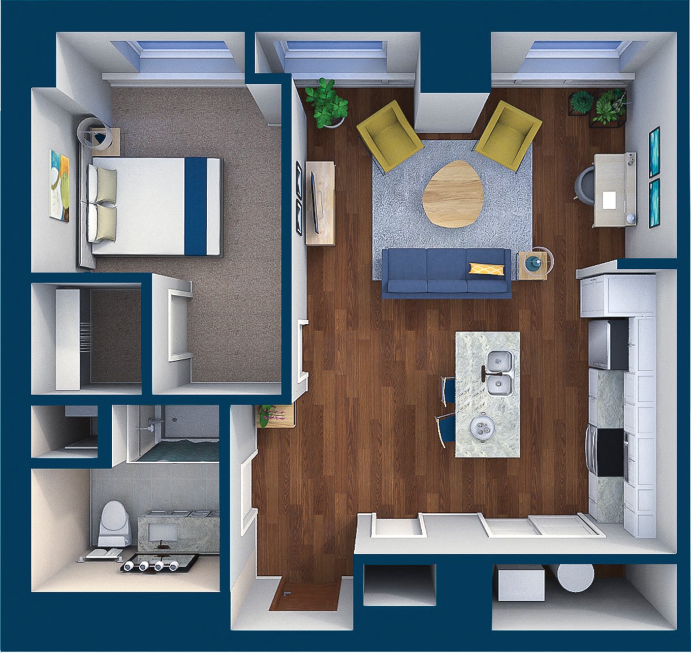 Suite Style 08 Floor Plan  at Residences at Leader, Cleveland, OH, 44114