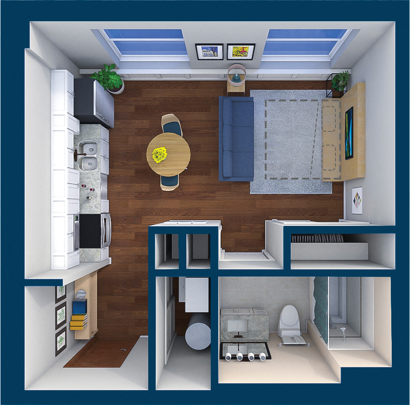 Suite Style P02 Floor Plan  at Residences at Leader, Cleveland, OH, 44114