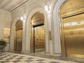 Ornate Marble Lobby with Tiffany Elevators  at Residences at Leader, Cleveland, 44114 - Photo Gallery 29