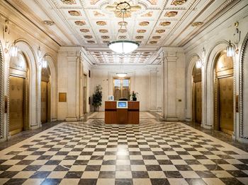 Stunning Lobby with Gold Finishing  at Residences at Leader, Cleveland, Ohio