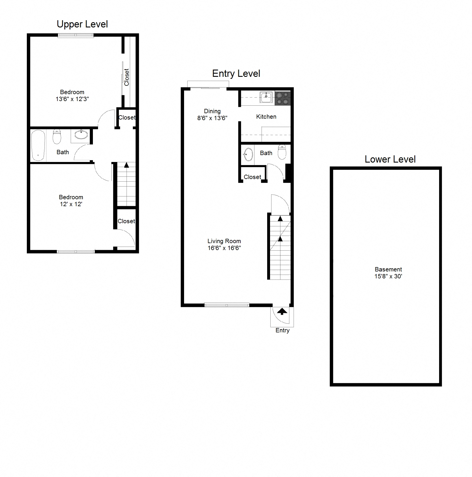 2 Bedroom Townhouse FloorPlan at Dannybrook Apartments, New York, 14221