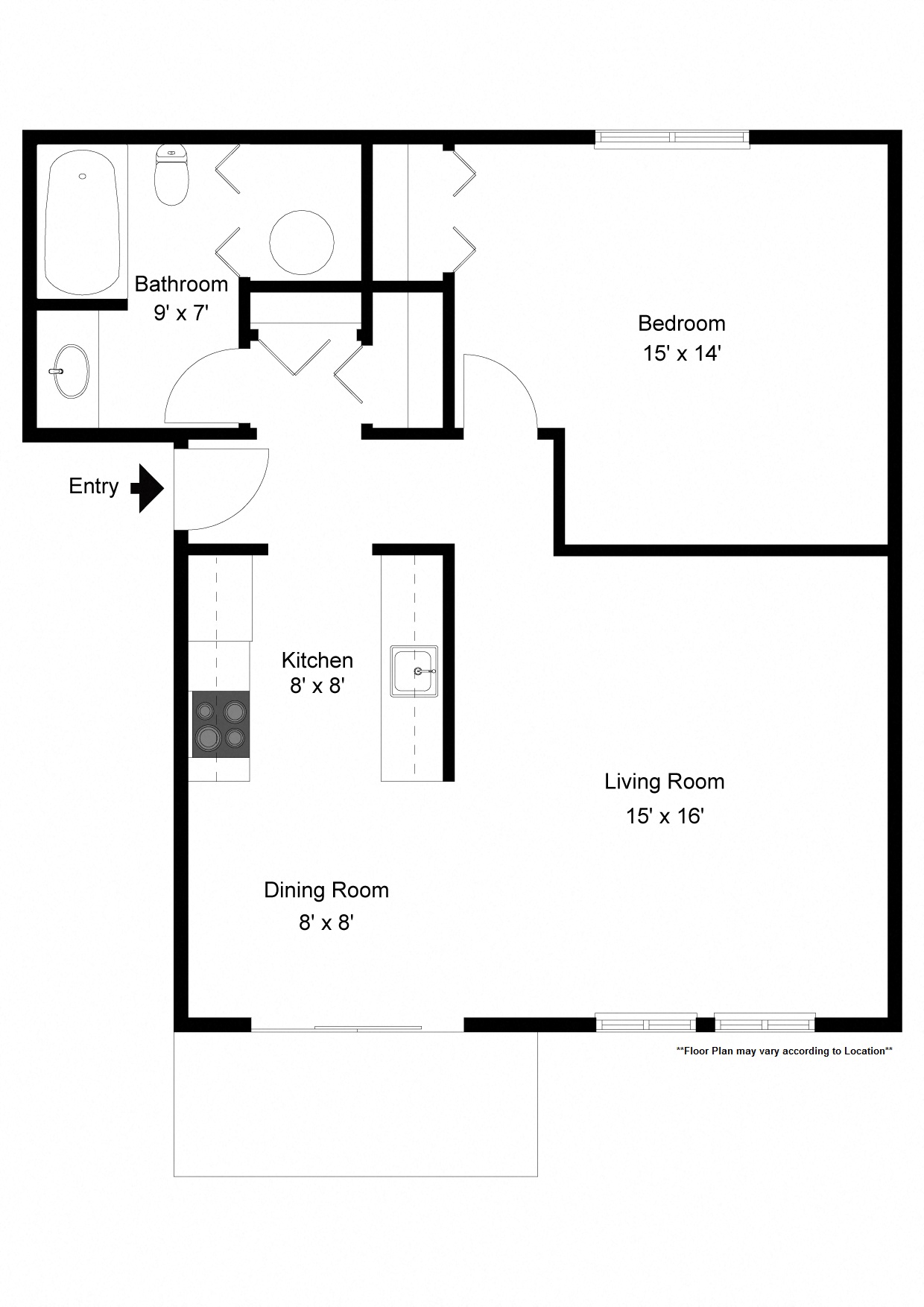 One Bedroom Apartment at Long Pond Shores Waterfront Apartments, Rochester, NY