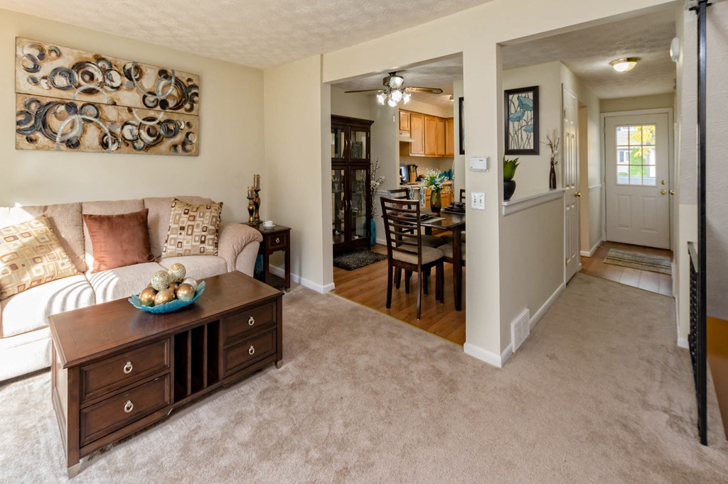 Spacious Living Room at Collett Woods Townhouses, Farmington, NY