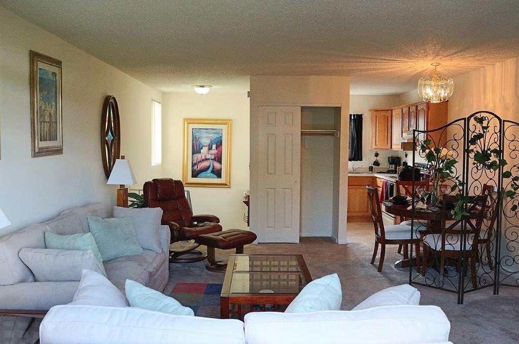 Bright Dining and Living Room at Stone Hedge Village Townhouses, Farmington, NY