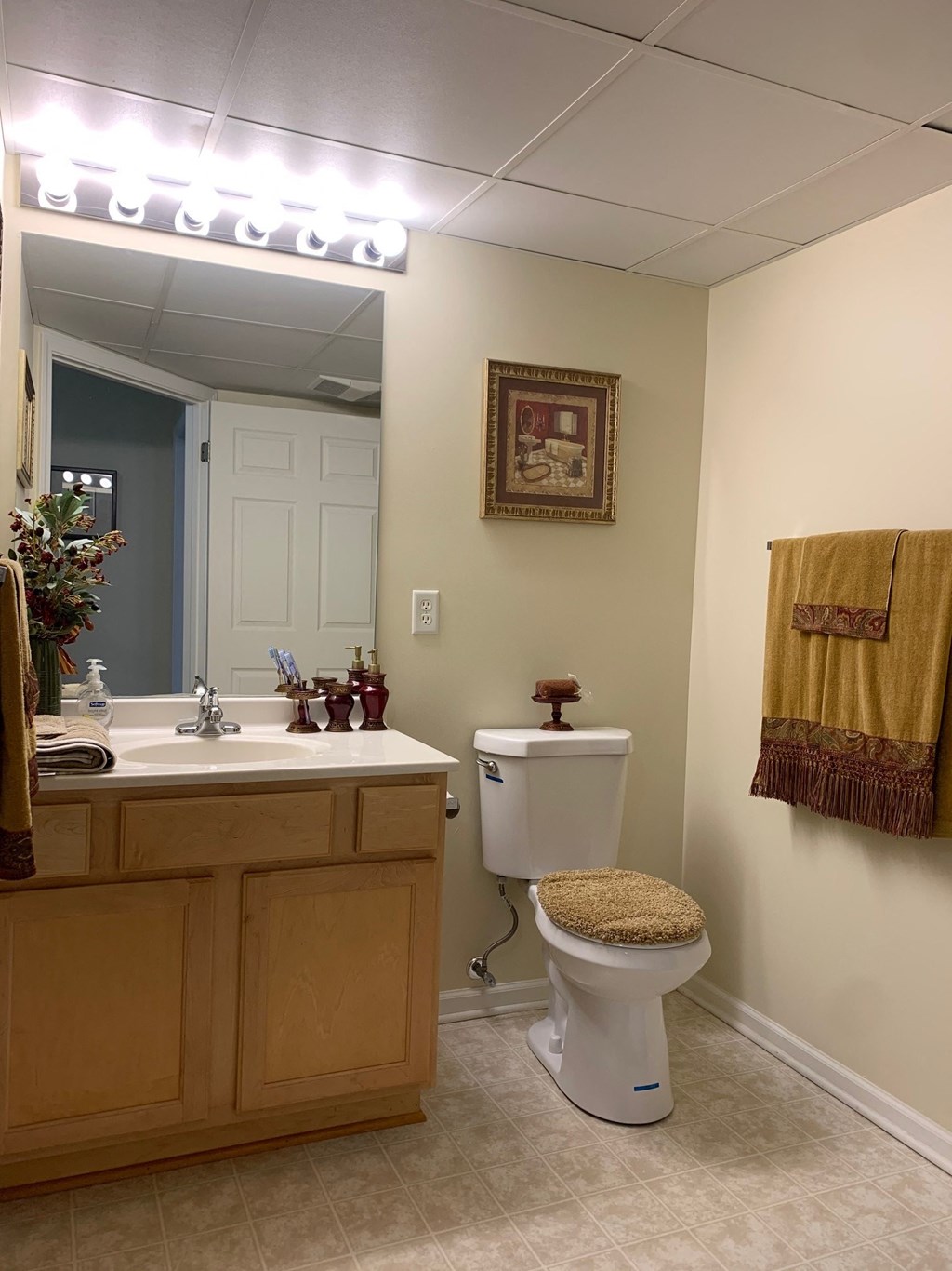 a bathroom with a toilet and a sink and a mirror