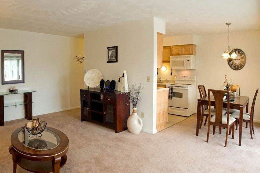 Living Room Come Kitchen View at Winton Village Apartments, Rochester
