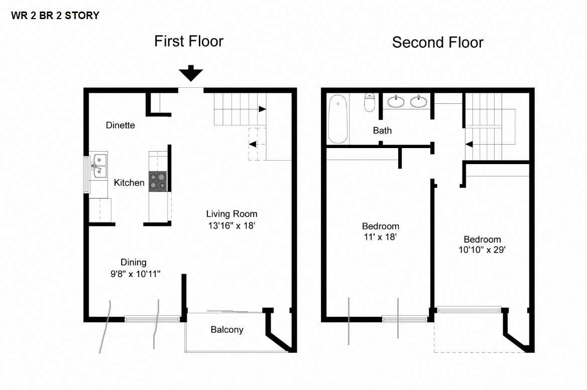 Two Bedroom Two Story at Whitney Ridge Apartments, Rochester, NY
