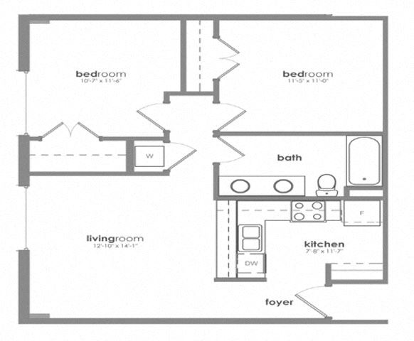 Two Bedroom One Bathroom