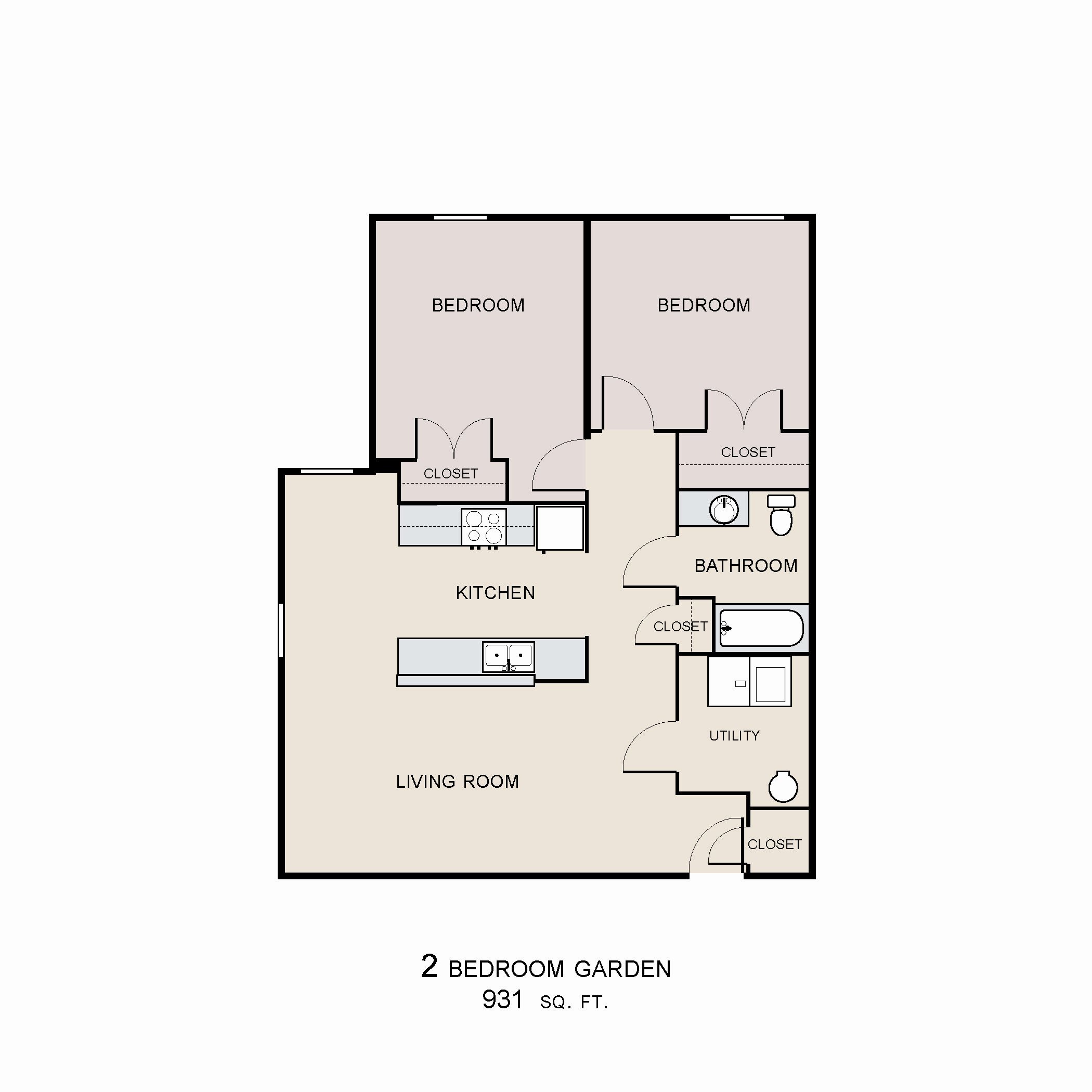 Two Bedroom Garden/Flat Floor Plan 2