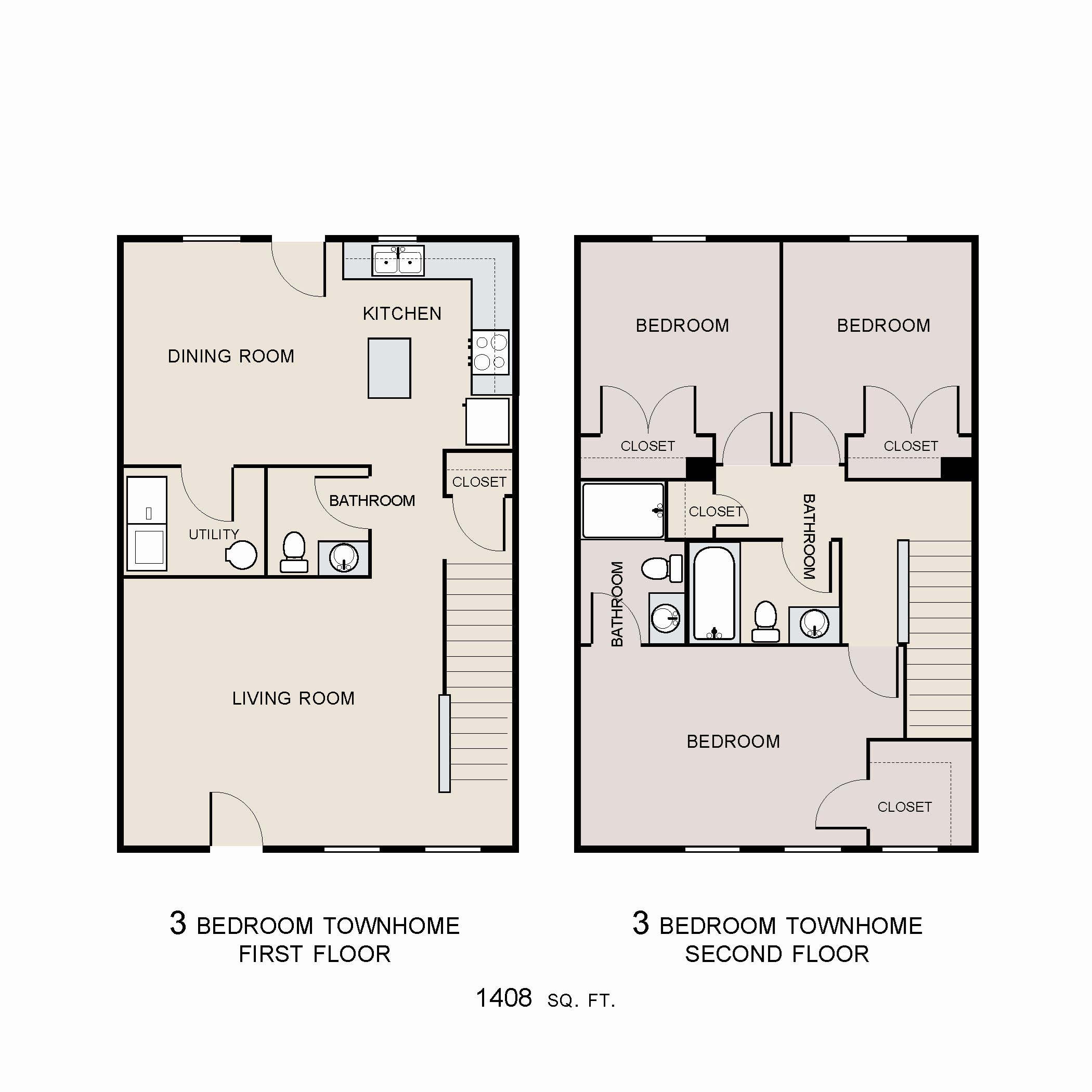Three Bedroom Townhouse Floor Plan 5