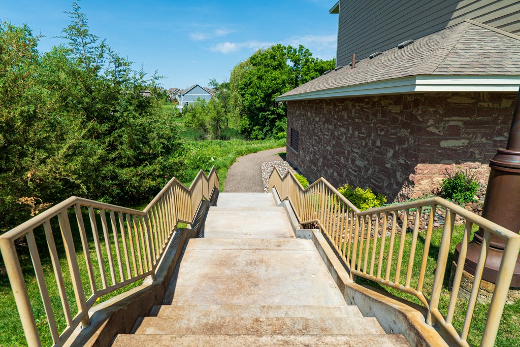 a set of stairs leading up to a house
