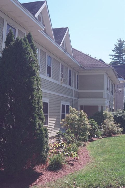 A house with a red roof and a tree in front.
