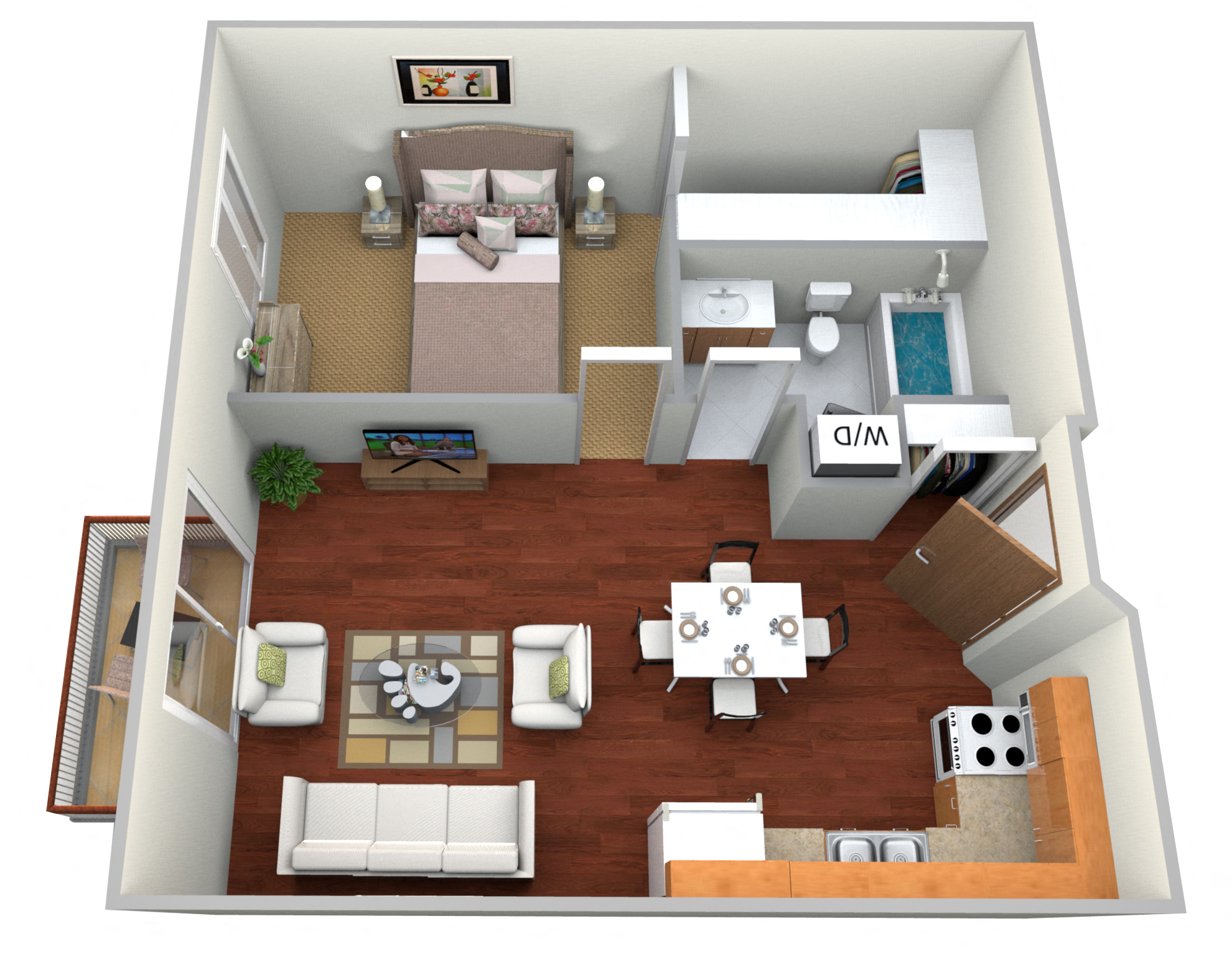 1 Bedroom Floor Plan at Augusta Apartments, Fargo, ND