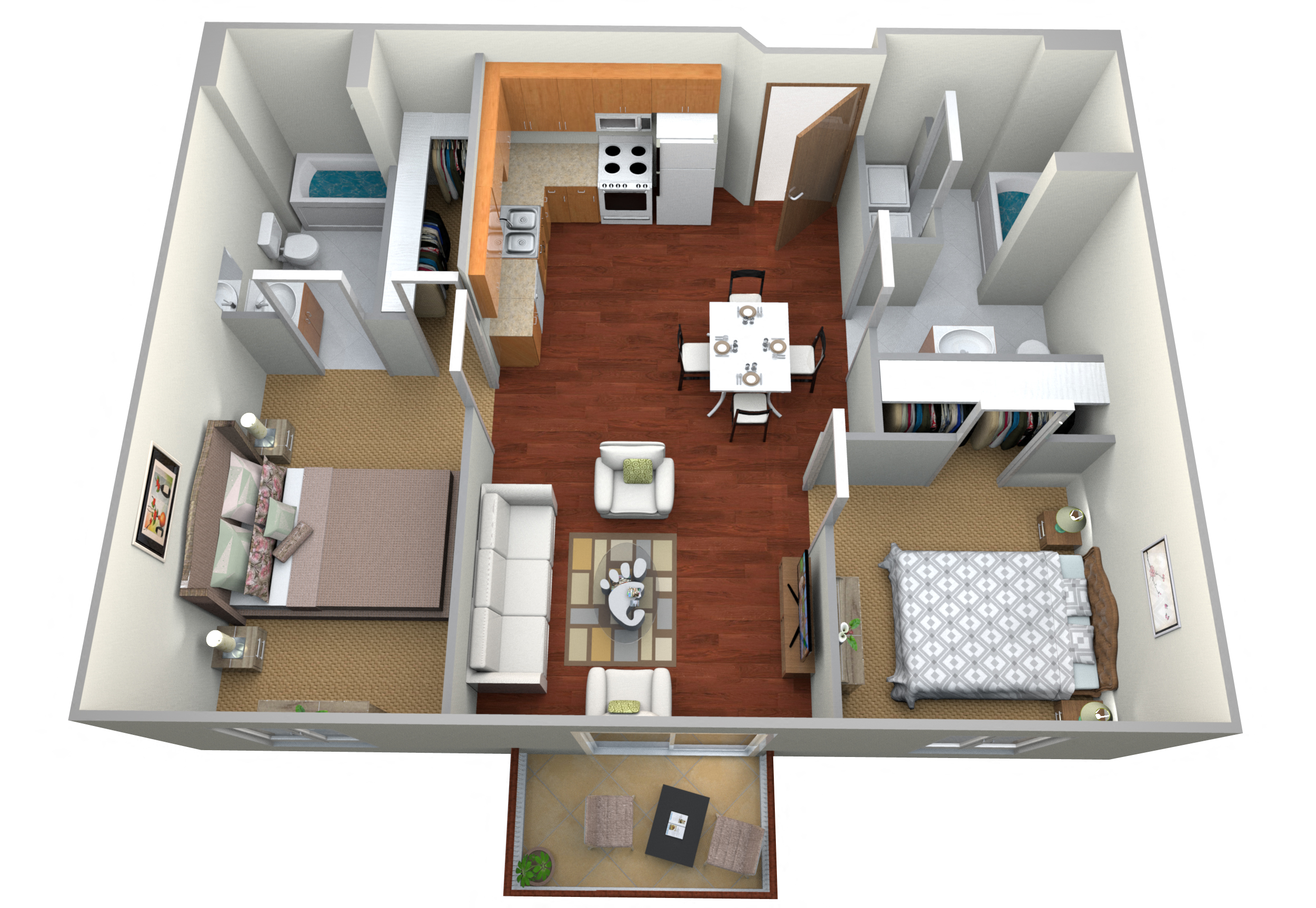 2 Bedroom Floor Plan at Augusta Apartments, Fargo, 58104