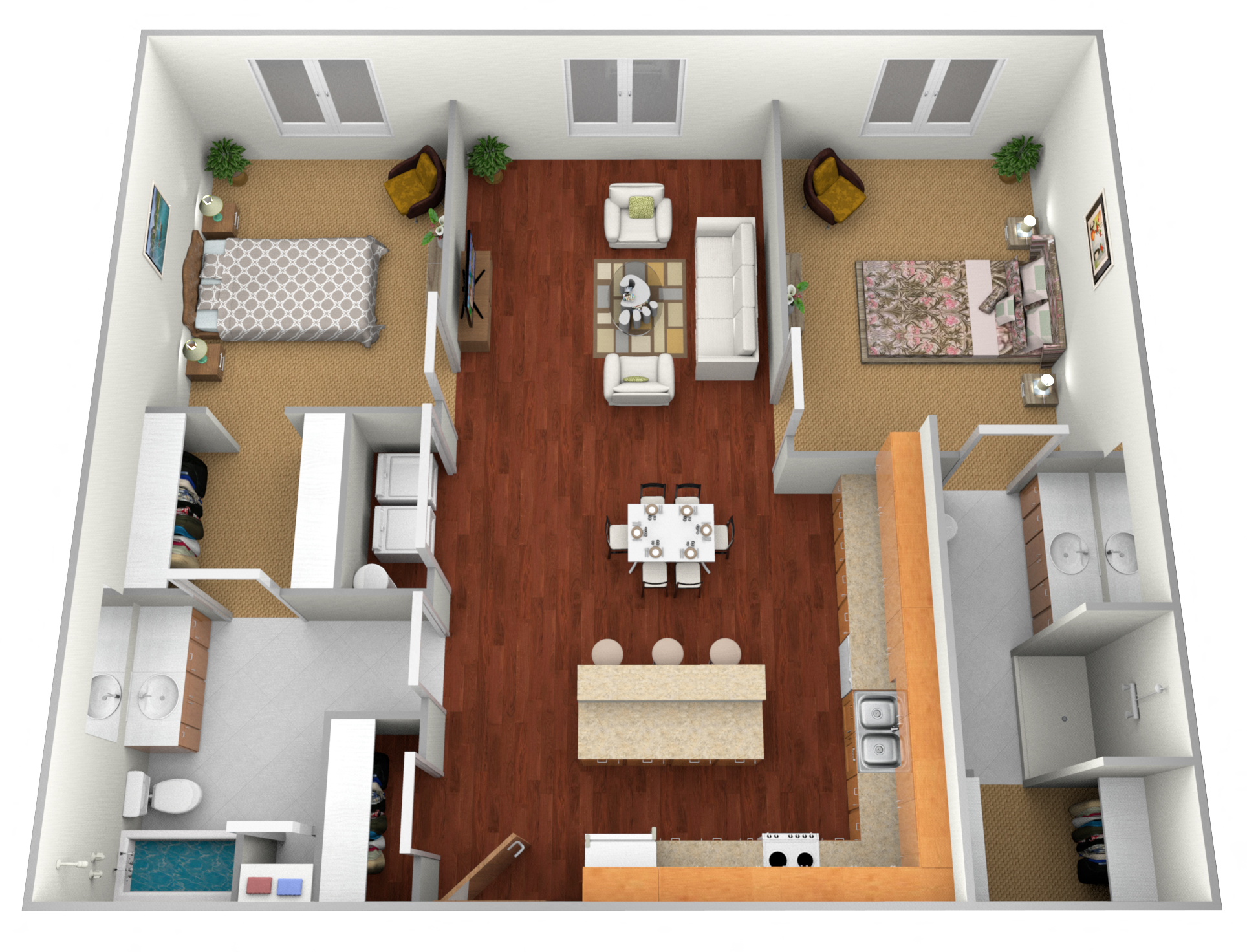 2 bed A Floor Plan at Augusta Apartments, Fargo, North Dakota