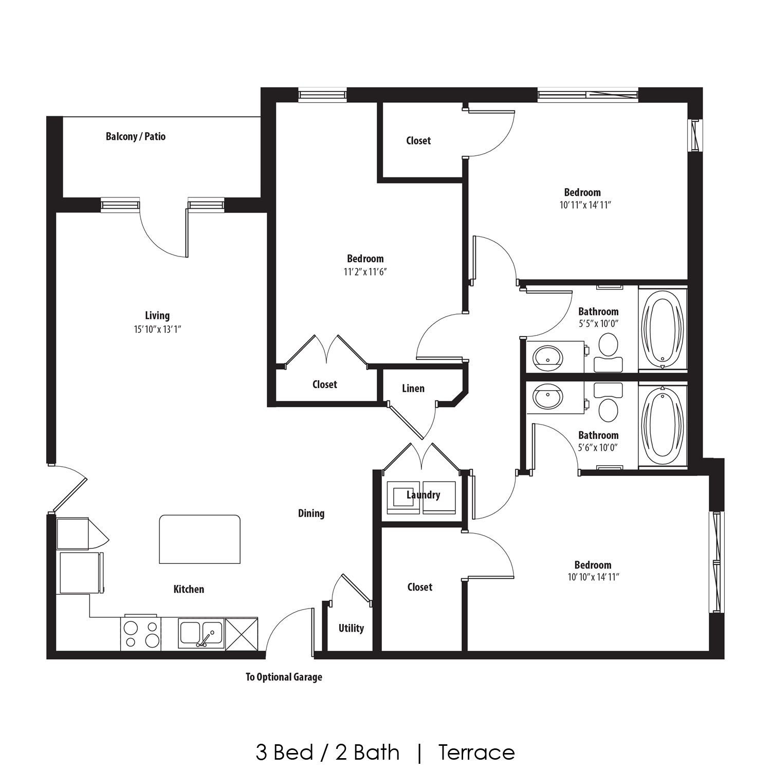 3 Bedroom Floor Plan at Legacy Commons, Omaha