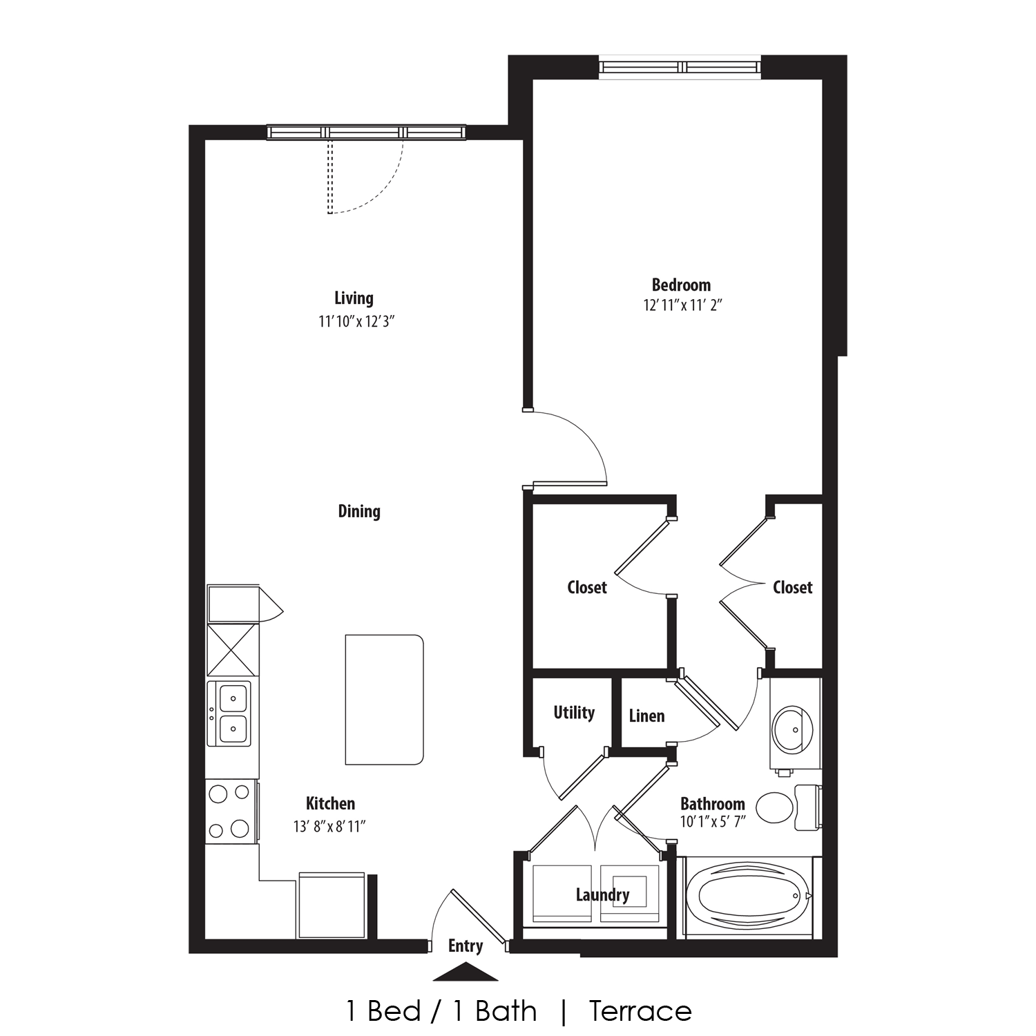 1 Bedroom Floor Plan at Legacy Commons, Omaha, 68130