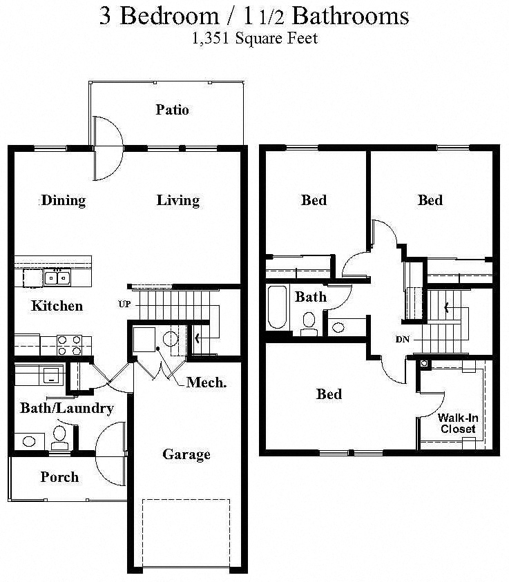 Three Bedroom Townhome