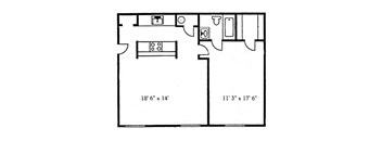 One Bedroom Floor Plan at Brookside Apartments, Hewitt, TX, 76643