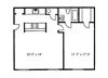 One Bedroom Floor Plan One Bedroom Floor Plan at Brookside Apartments, Hewitt, TX, 76643