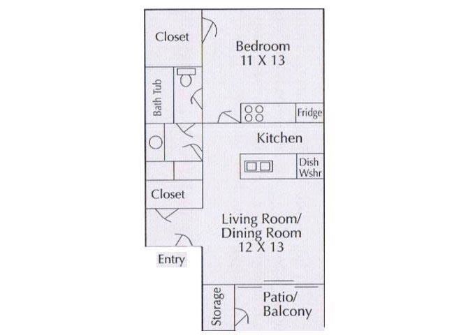 1 bedroom 1 bathroom floorplan 1 bedroom 1 bathroom floorplan,at Cambridge Court Apartments, Nacogdoches Texas