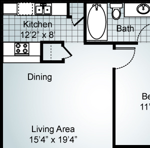 1 Bedroom 1 Bath Floorplan 1 Bedroom 1 Bath Floorplan at Parks on the Green, Temple, TX, 76504