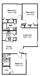 3 Bedroom 2 bathroom Floorplan 3 Bedroom 2 bathroom Floorplan at Parks on the Green, Temple, Texas