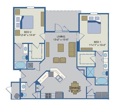 Galleria - Antigua Floor Plan at Cabana Club - Galleria Club, Jacksonville, Florida