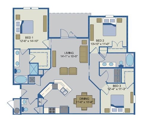 Galleria - Key West Floor Plan at Cabana Club - Galleria Club, Jacksonville