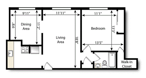 1 bedroom floorplan