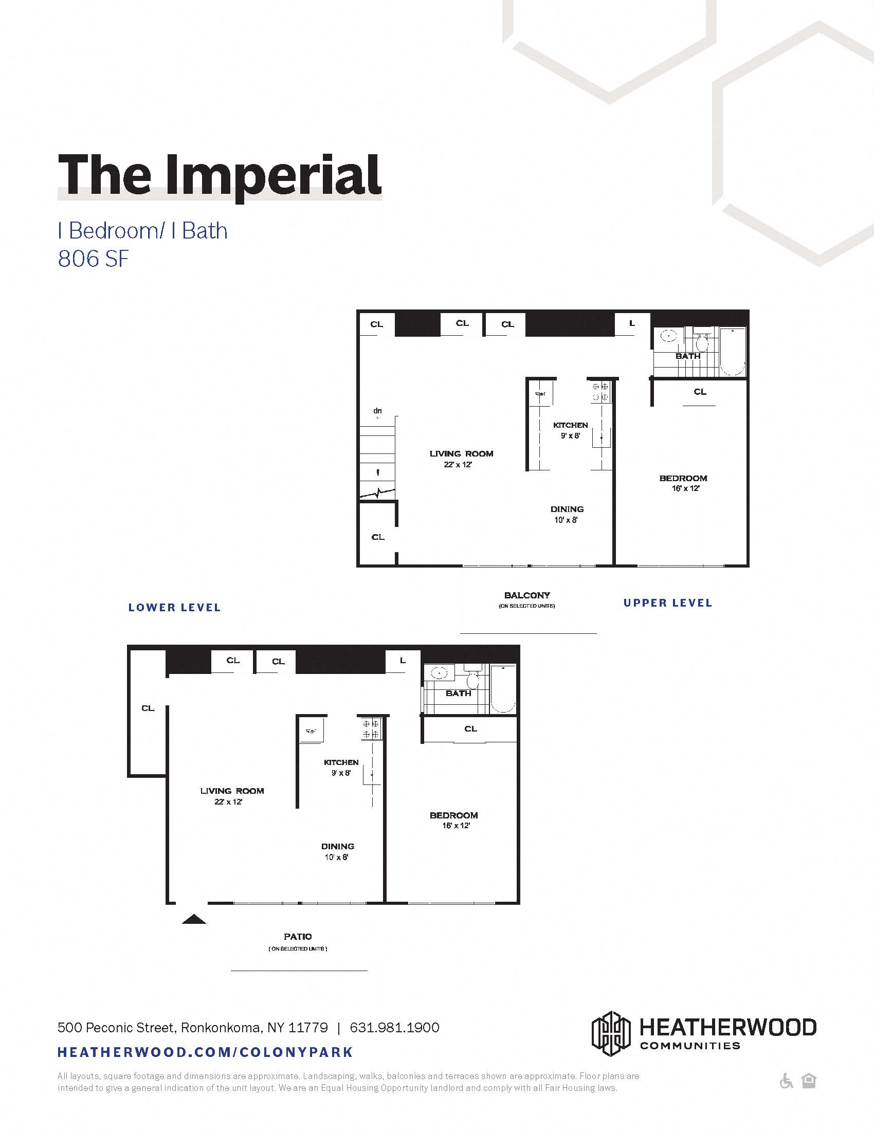 Floorplan of Imperial 1 Bedroom at Colony Park apartments