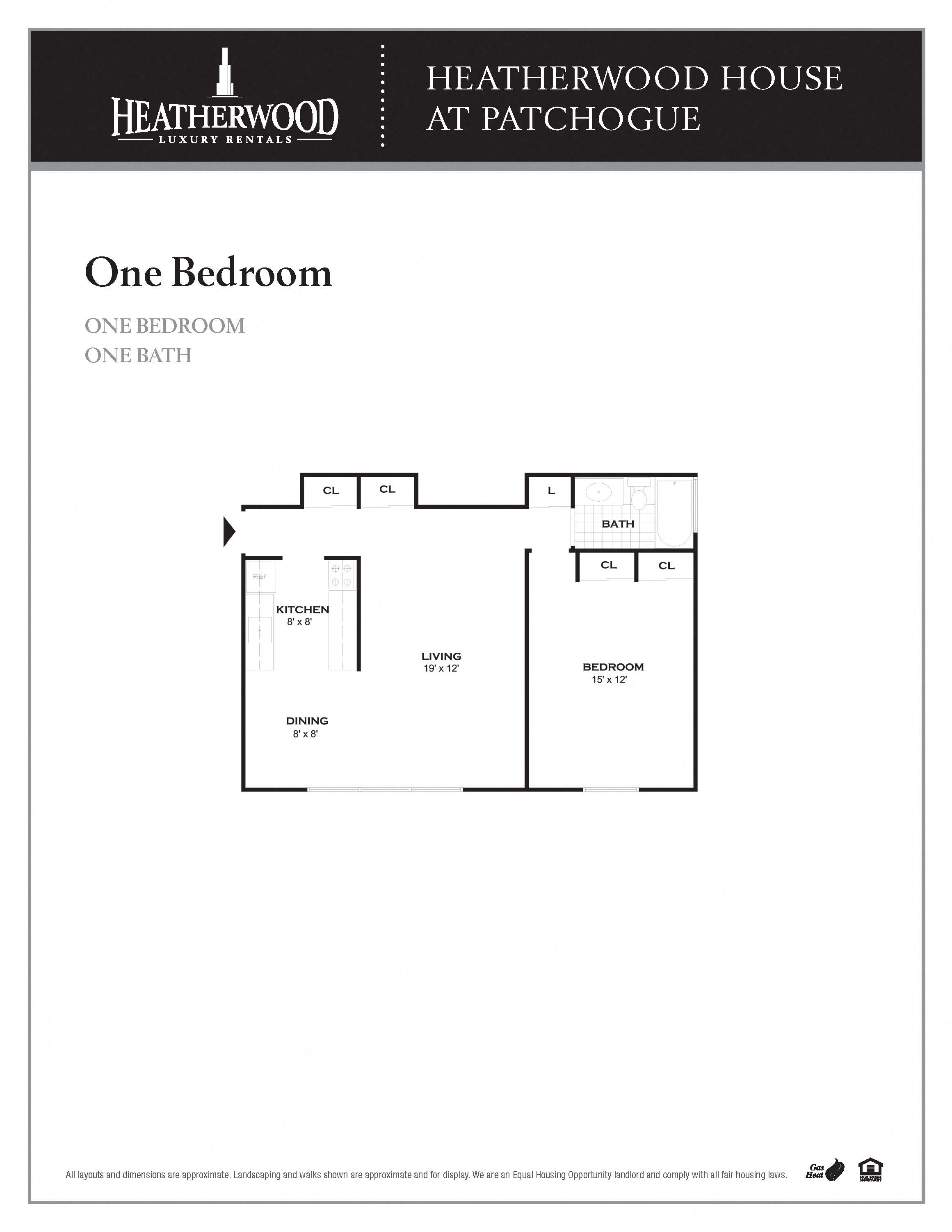 The One Bedroom Floorplan at Heatherwood House at Patchogue, Patchogue, NY