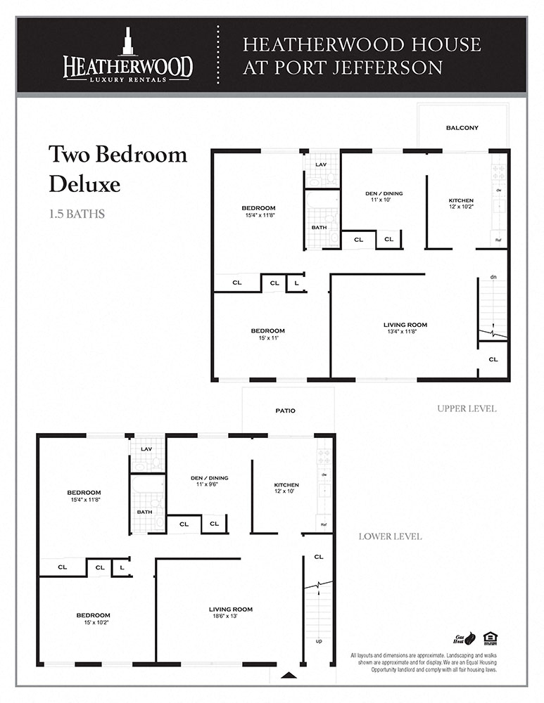 The Two Bedroom w/Den Floorplan at Heatherwood House at Port Jefferson, Port Jeff Station