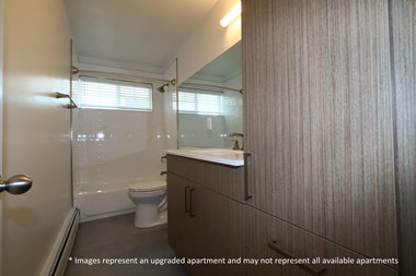 Bathroom of an upgraded unit at Heatherwood House at Port Jefferson, Port Jeff Station - Photo Gallery 4