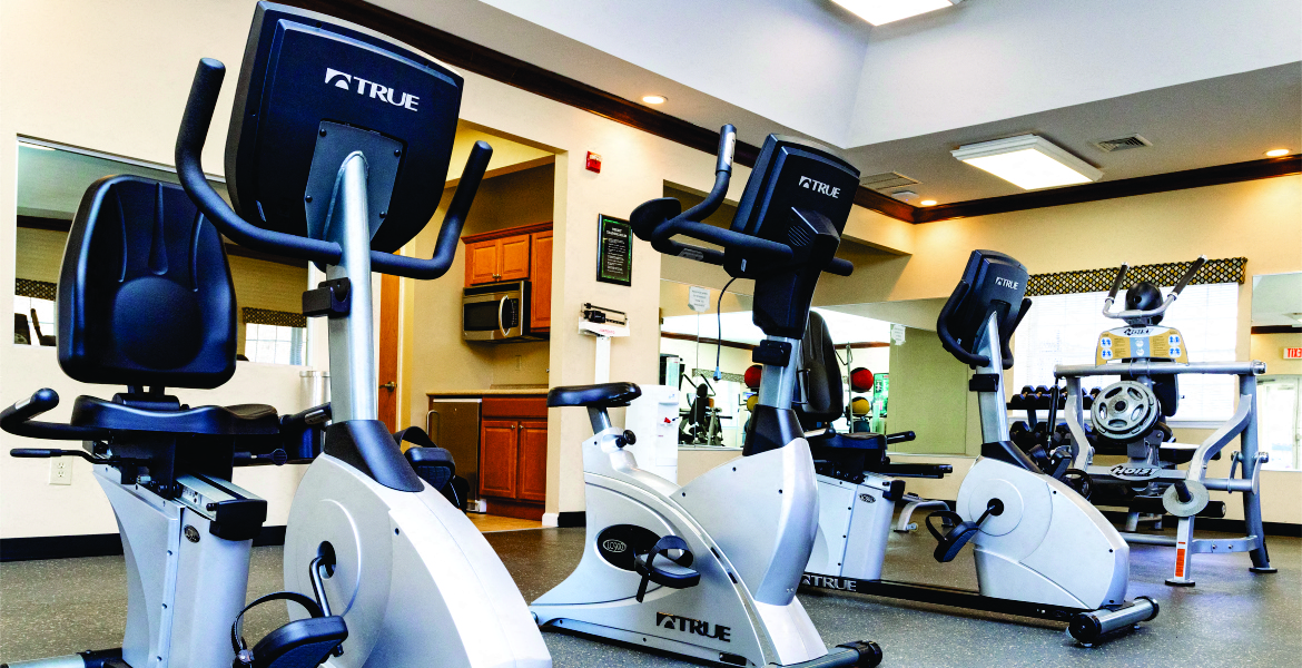Exercise Bikes in a row at Heatherwood House at Port Jefferson, Port Jeff Station, 11776