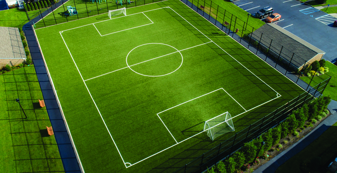 overhead of outdoor soccer field at Heatherwood House at Ronkonkoma, New York, 11779