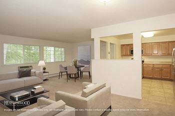 Living Room With Kitchen at Pine Hills South, Moriches